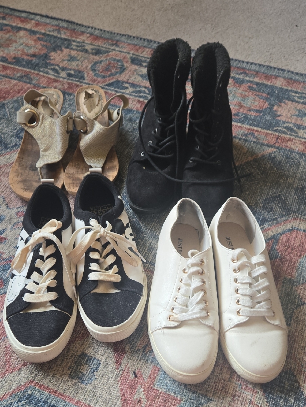 Shoe Bundle.  Mickey Mouse. Boots White Lace-Up Casual Sneakers - Unbranded